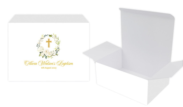 Rose Wreath Christening Personalised Tuck Gift Box