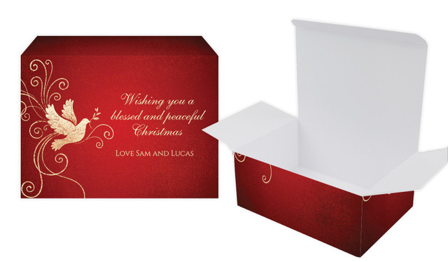 Dove In Gold Christmas Personalised Tuck Gift Box