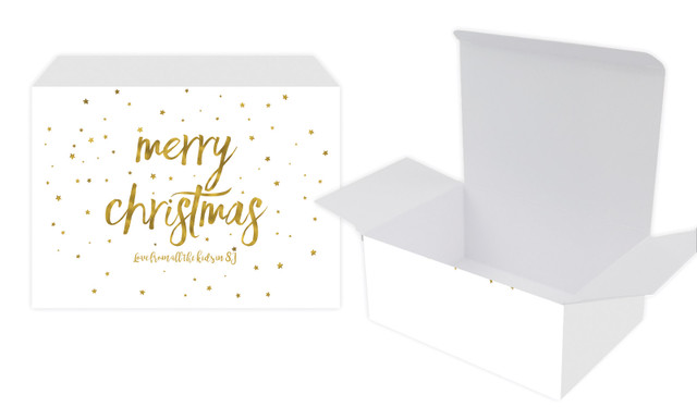 Gold Confetti Stars Christmas Personalised Tuck Gift Box