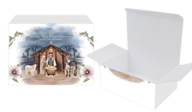 Nativity Scene Christmas Personalised Tuck Gift Box