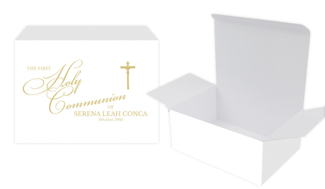 Gold Writing Communion Personalised Tuck Gift Box