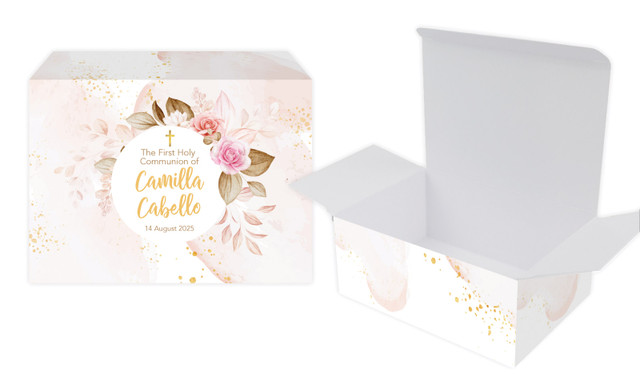 Pretty Roses Communion Personalised Tuck Gift Box