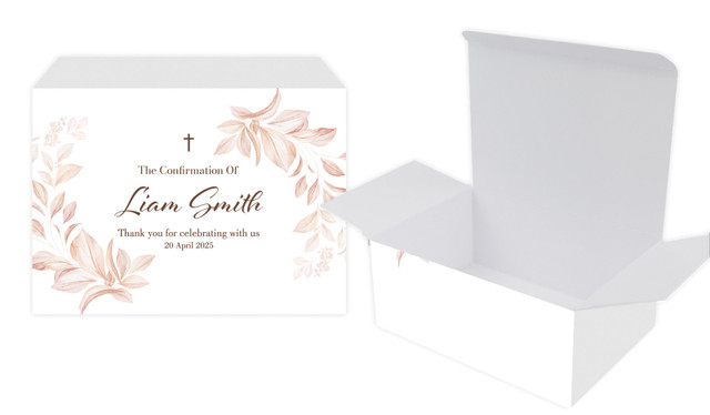 Natural Leaves Confirmation Personalised Tuck Gift Box