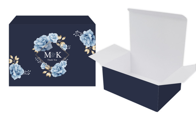 Flowers On Navy Engagement Personalised Tuck Gift Box