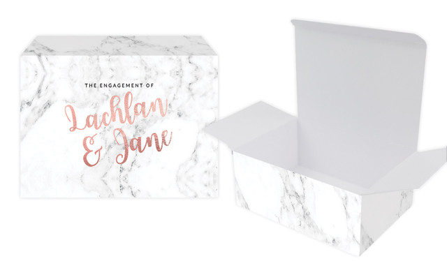 Marble & Rose Gold Engagement Personalised Tuck Gift Box