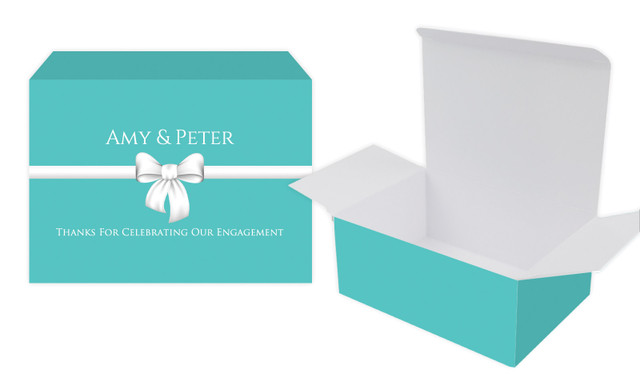 Turquoise Blue Bow Engagement Personalised Tuck Gift Box
