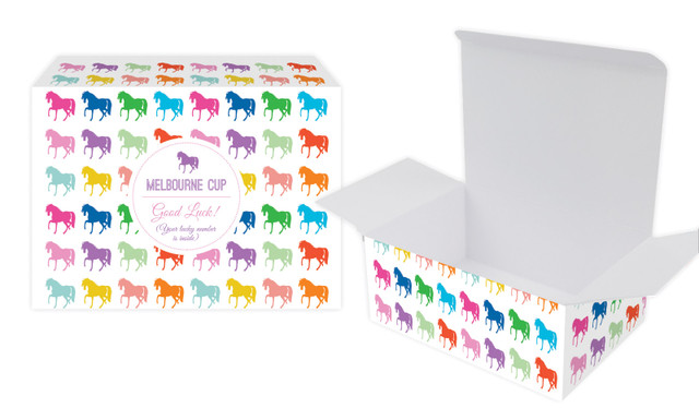 Rainbow Horses Melbourne Cup Horse Racing Tuck Gift Box