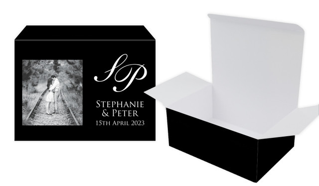 Add A Photo Black Wedding Personalised Tuck Gift Box