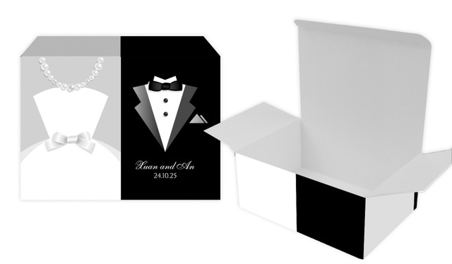 Bride & Groom Dress Wedding Personalised Tuck Gift Box