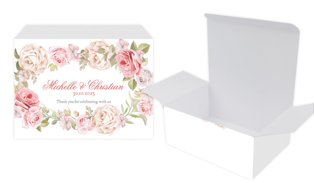 Classic Rose Border Wedding Personalised Tuck Gift Box
