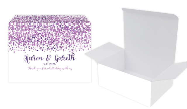 Confetti Purple Wedding Personalised Tuck Gift Box