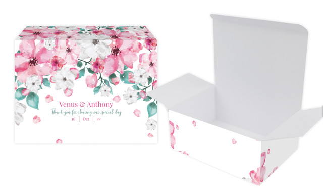 Falling Petals Wedding Personalised Tuck Gift Box