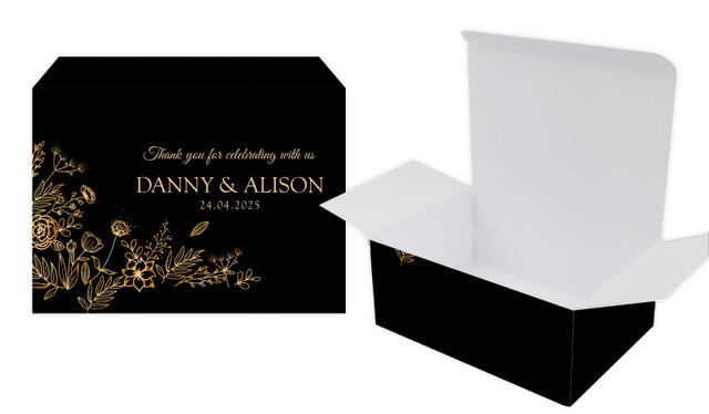 Flowers On Black Wedding Personalised Tuck Gift Box