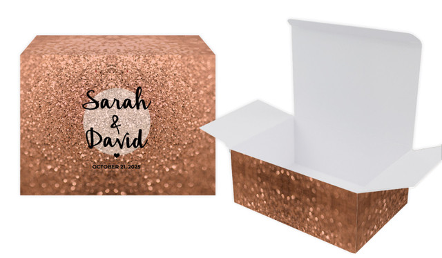 Glitter Rose Gold Wedding Personalised Tuck Gift Box