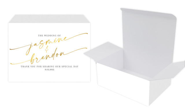 Golden Script Wedding Personalised Tuck Gift Box