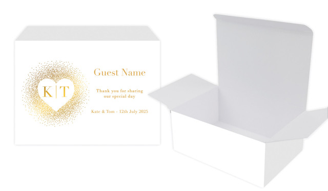 Heart Gold Confetti Wedding Personalised Tuck Gift Box
