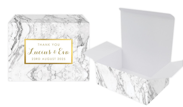Marble & Gold Wedding Personalised Tuck Gift Box