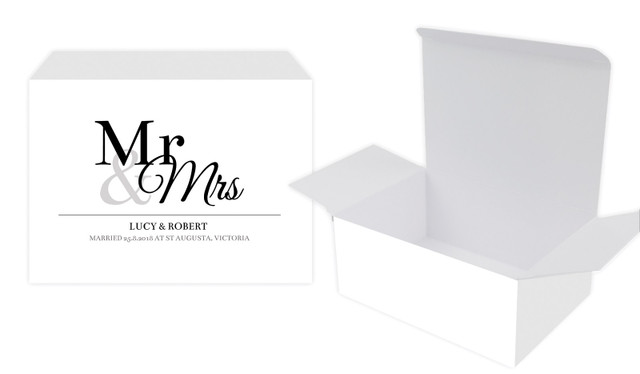 Mr & Mrs Announcement White Wedding Personalised Tuck Gift Box