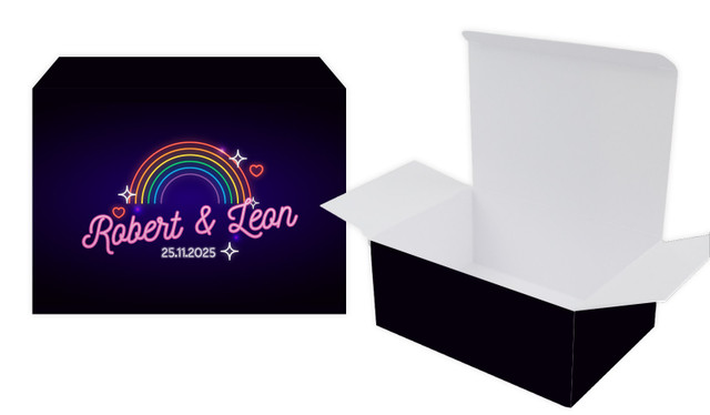 Neon Rainbow Wedding Personalised Tuck Gift Box