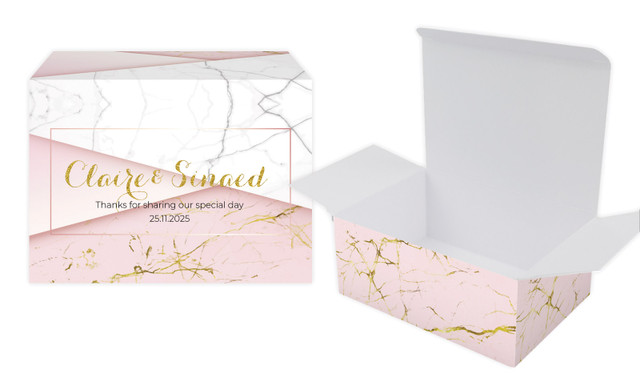 Pink And Marble Wedding Personalised Tuck Gift Box