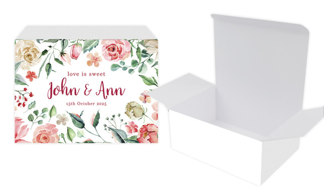 Rose Watercolour Wedding Personalised Tuck Gift Box