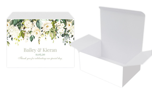 White Roses Hanging Wedding Personalised Tuck Gift Box