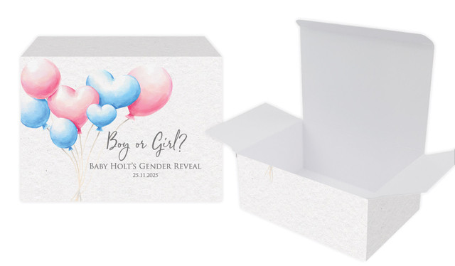 Balloons Gender Reveal Personalised Tuck Gift Box