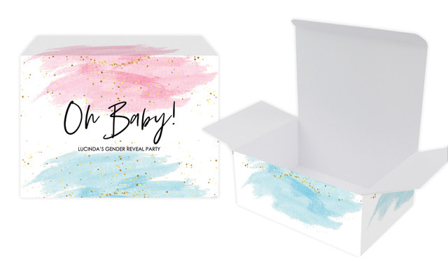Paint Strokes Gender Reveal Personalised Tuck Gift Box