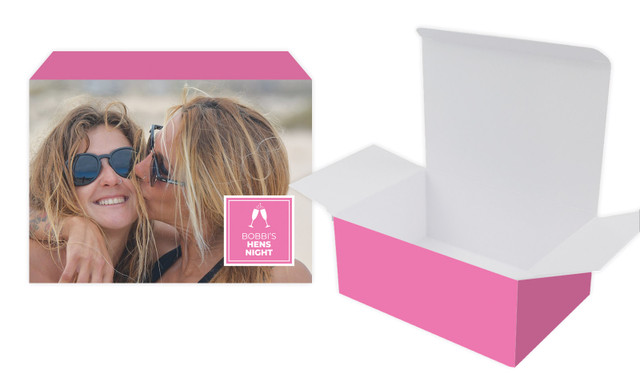 A Photo With Right Box Hens Night Personalised Tuck Gift Box