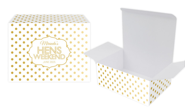 Gold Polkadot Hens Night Personalised Tuck Gift Box