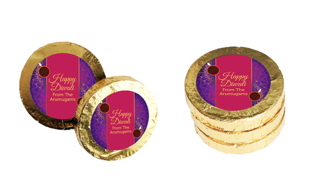 Bold Stripe Diwali Personalised Chocolate Coin