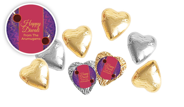 Bold Stripe Diwali Personalised Foil Chocolate Hearts