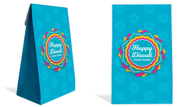Bright Blue Diwali Personalised Gusset Favour Bag