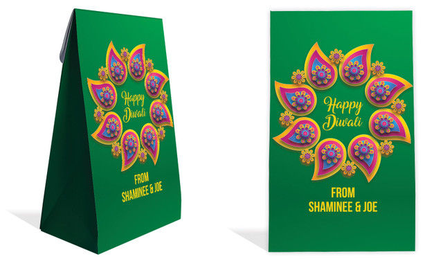 Green Leaves Diwali Personalised Gusset Favour Bag