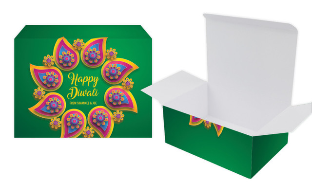Green Leaves Diwali Personalised Tuck Gift Box