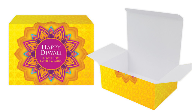 Yellow Purple Diwali Personalised Tuck Gift Box