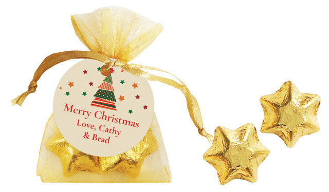 Abstract Tree Christmas Organza Bag With Custom Tag