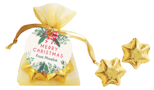 Country Style Christmas Organza Bag With Swing Tag