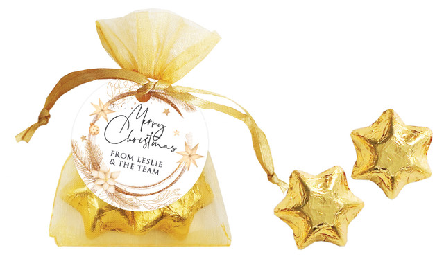 Natural Gold Christmas Organza Bag With Swing Tag