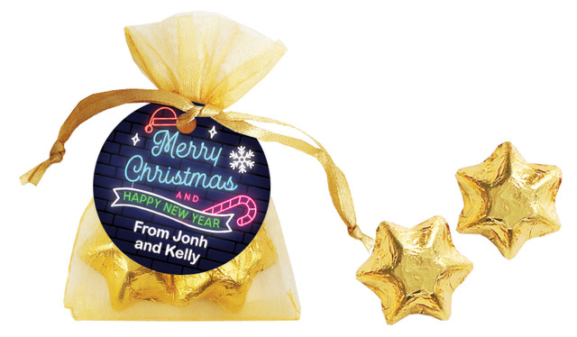 Neon Christmas Organza Bag With Swing Tag