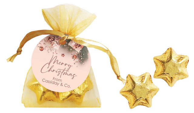 Rose Gold Gifts Christmas Organza Bag With Swing Tag