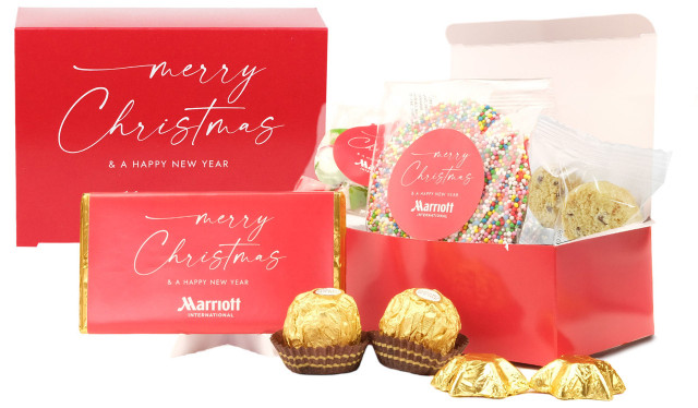 Branded 9-Piece Christmas Gift Box in red branding