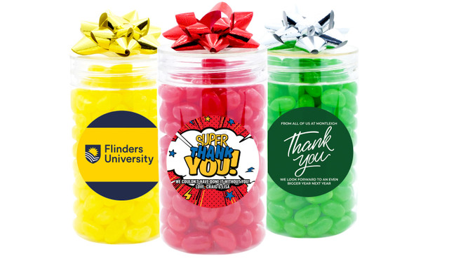 Branded Long Lolly Jar Filled With Jelly Beans 190g