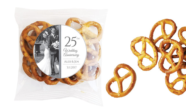 Add A Photo Silver Anniversary Personalised Bag Of Pretzels