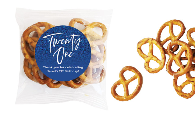 21st Birthday Personalised Bag Of Pretzels
