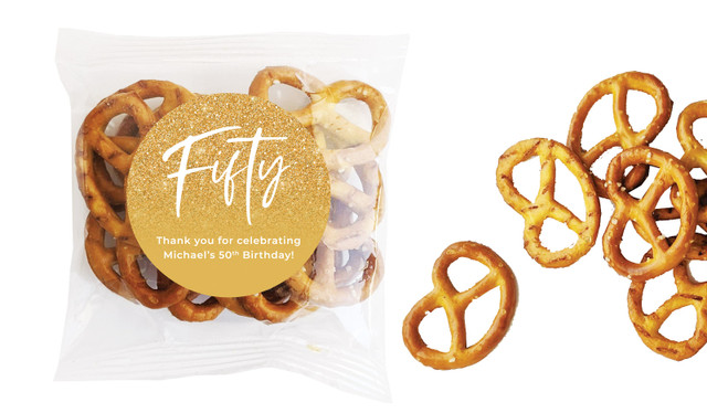 50th Birthday Personalised Bag Of Pretzels