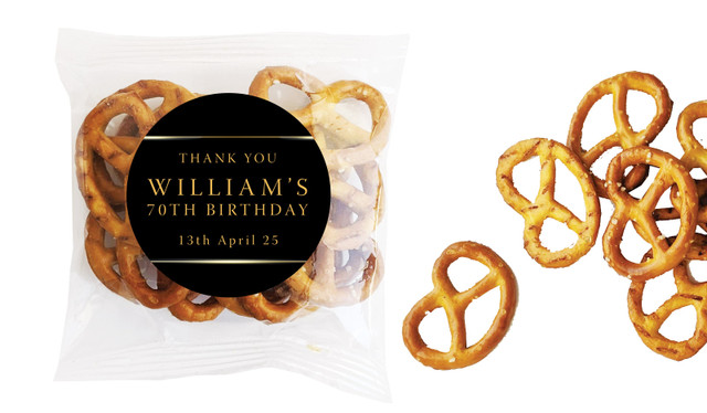 Gold On Black Personalised Bag Of Pretzels
