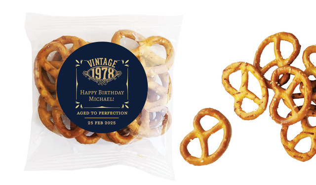 Vintage Year Personalised Bag Of Pretzels