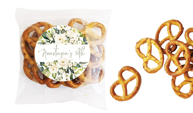 White Roses Personalised Bag Of Pretzels