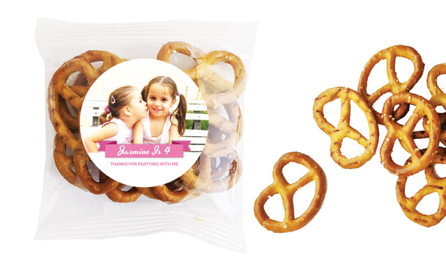 Banner Photo Pink Kids Party Personalised Bag Of Pretzels
